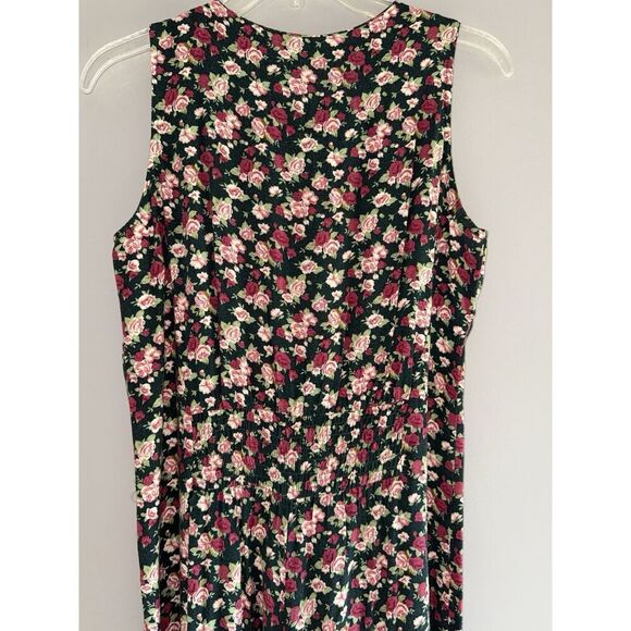 Vtg 90s Floral Romper Wide Leg Pants Jumpsuit Palazzo Crop V Neck Button Y2K 3/4 - Picture 7 of 15